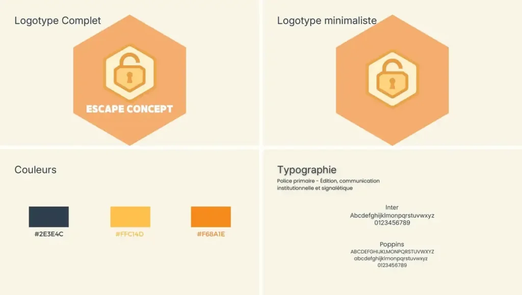 Aperçu de la charte graphique d'Escape Concept