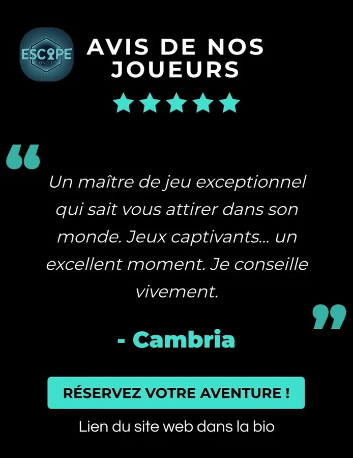 Publication Instagram d'Escape Concept : avis de nos joueurs